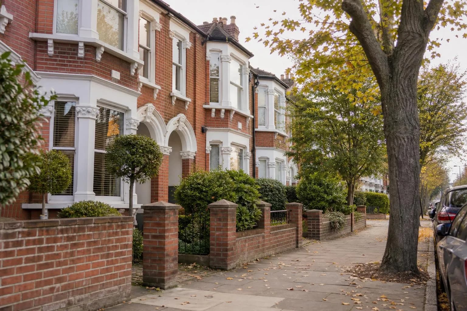 A quiet tree-lined street of Edwardian semi-detached houses in suburban South East London